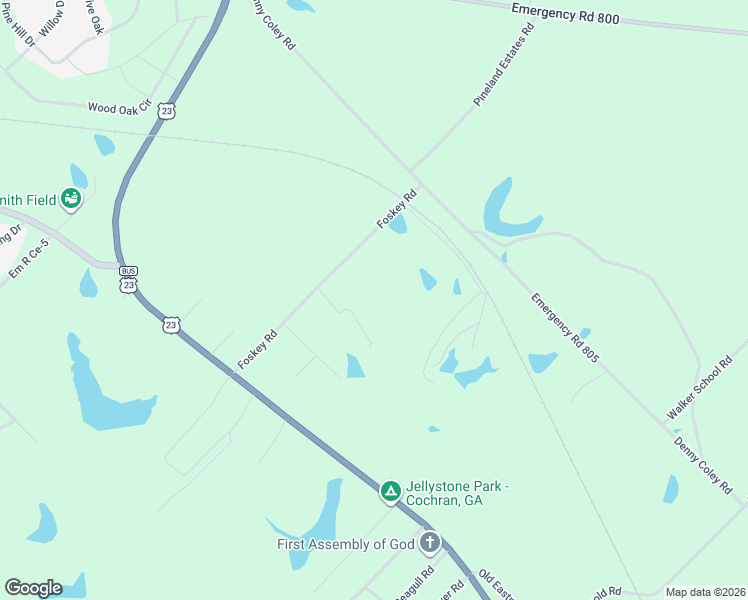 map of restaurants, bars, coffee shops, grocery stores, and more near 136 Catbird Road in Cochran