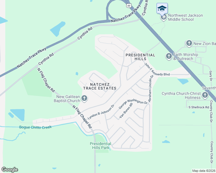 map of restaurants, bars, coffee shops, grocery stores, and more near 102 Overlook Circle in Jackson