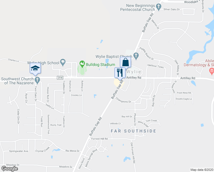 map of restaurants, bars, coffee shops, grocery stores, and more near 6382 Buffalo Gap Road in Abilene