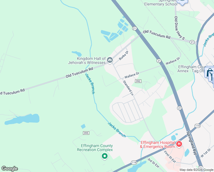 map of restaurants, bars, coffee shops, grocery stores, and more near 434 Wallace Drive in Springfield