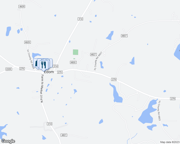 map of restaurants, bars, coffee shops, grocery stores, and more near Farm to Market Road 279 in Ben Wheeler