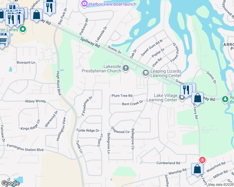 map of restaurants, bars, coffee shops, grocery stores, and more near 127 Guin Harlan Drive in Brandon
