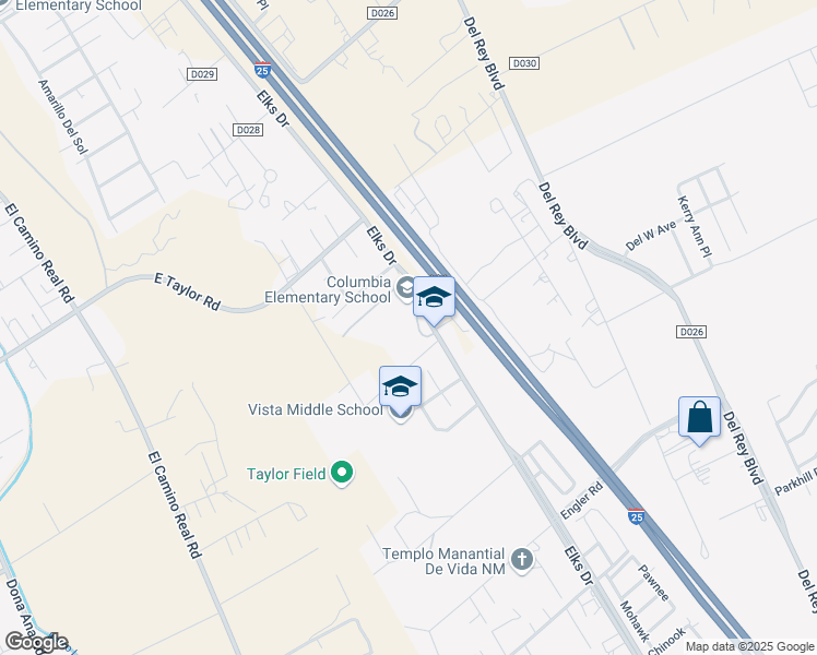 map of restaurants, bars, coffee shops, grocery stores, and more near 4555 Elks Drive in Las Cruces