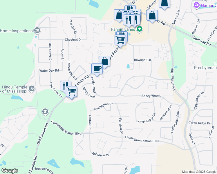 map of restaurants, bars, coffee shops, grocery stores, and more near 548 Brighton Cir in Brandon