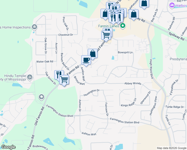 map of restaurants, bars, coffee shops, grocery stores, and more near 548 Brighton Circle in Brandon