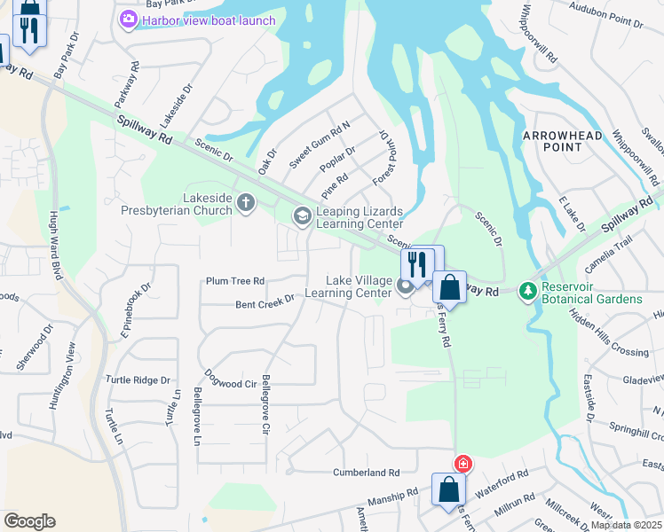 map of restaurants, bars, coffee shops, grocery stores, and more near 116 Pine Lake Place in Brandon