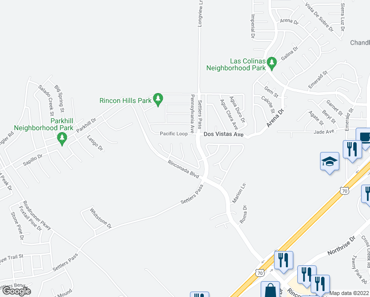 map of restaurants, bars, coffee shops, grocery stores, and more near 3852 Calle Arriba in Las Cruces