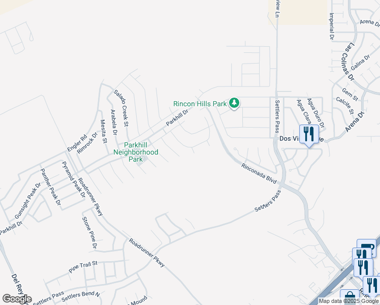 map of restaurants, bars, coffee shops, grocery stores, and more near Rinconada Boulevard in Las Cruces