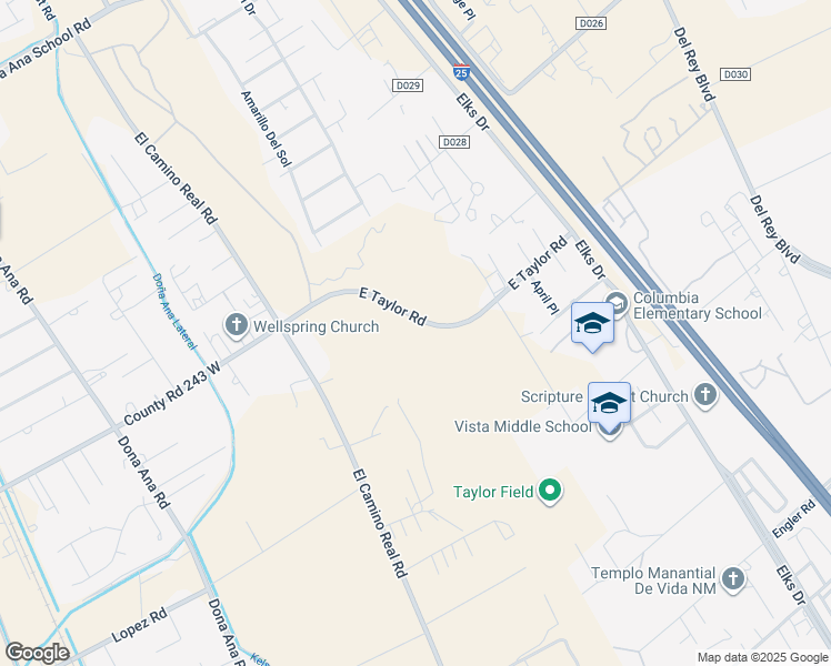 map of restaurants, bars, coffee shops, grocery stores, and more near 606 East Taylor Road in Las Cruces