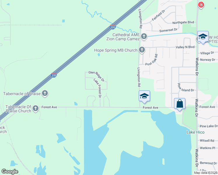 map of restaurants, bars, coffee shops, grocery stores, and more near 2261 Forest Glen Dr in Jackson