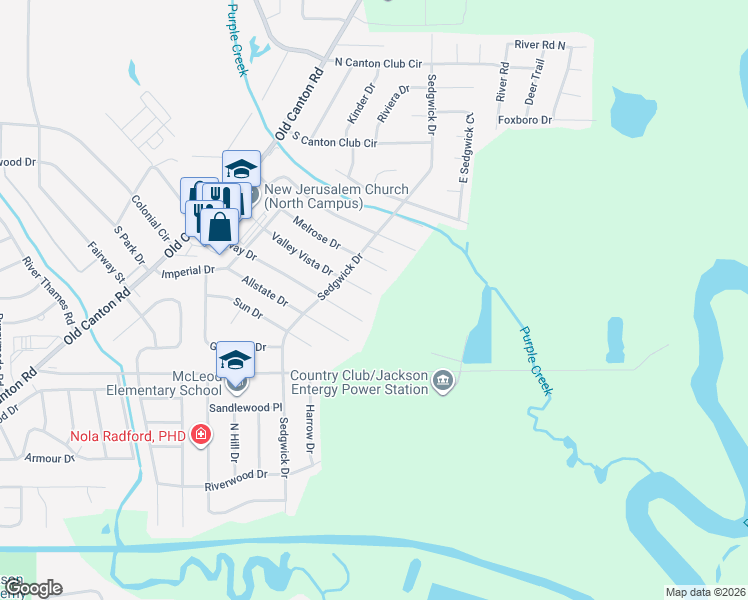 map of restaurants, bars, coffee shops, grocery stores, and more near 355 Valley Vista Drive in Jackson