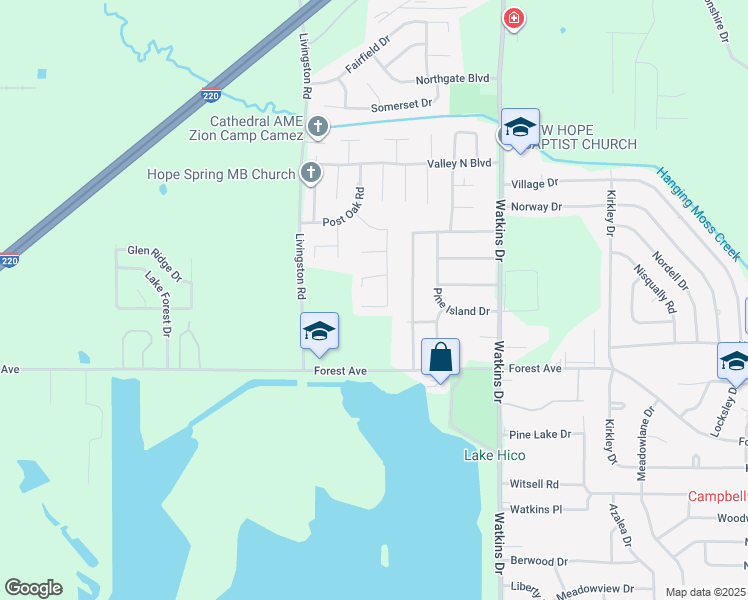 map of restaurants, bars, coffee shops, grocery stores, and more near 108 Valley Ridge Drive in Jackson