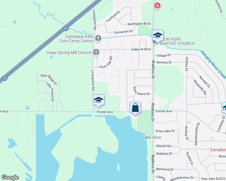 map of restaurants, bars, coffee shops, grocery stores, and more near 108 Valley Ridge Drive in Jackson