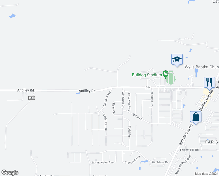 map of restaurants, bars, coffee shops, grocery stores, and more near 5099 Antilley Road in Abilene