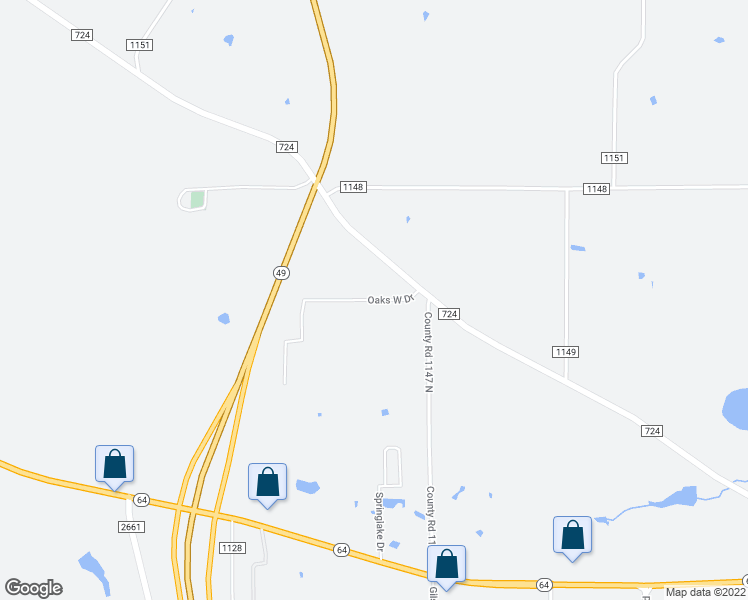 map of restaurants, bars, coffee shops, grocery stores, and more near 15210 Oaks West Drive in Tyler
