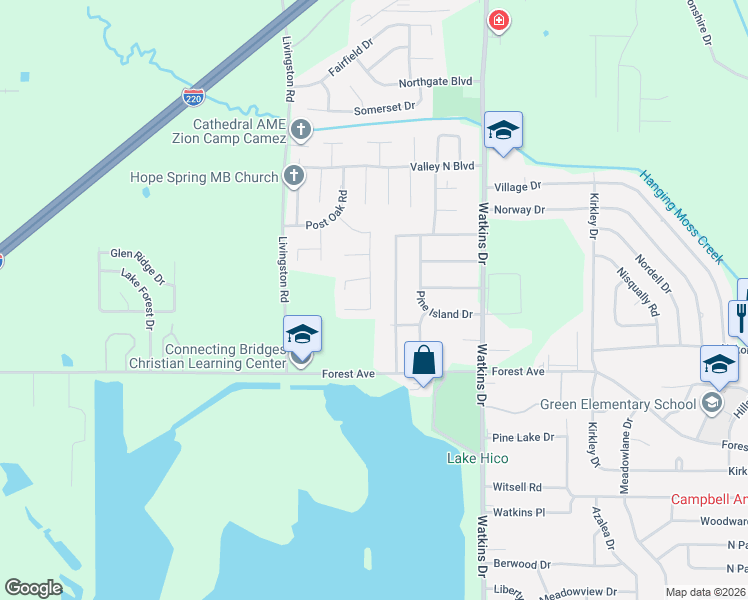 map of restaurants, bars, coffee shops, grocery stores, and more near 108 Valley Ridge Drive in Jackson