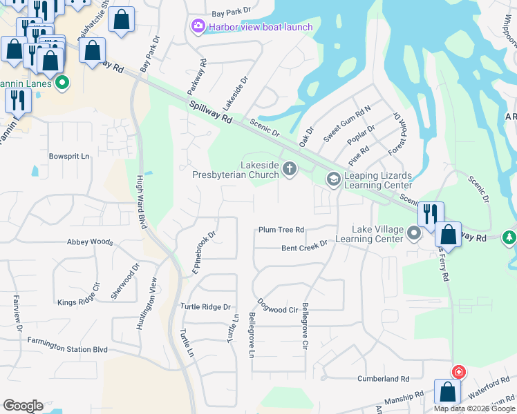 map of restaurants, bars, coffee shops, grocery stores, and more near 608 Pinebrook Place in Brandon