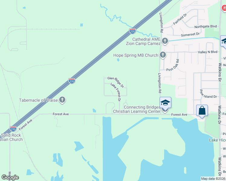 map of restaurants, bars, coffee shops, grocery stores, and more near 2330 Lake Glen Drive in Jackson