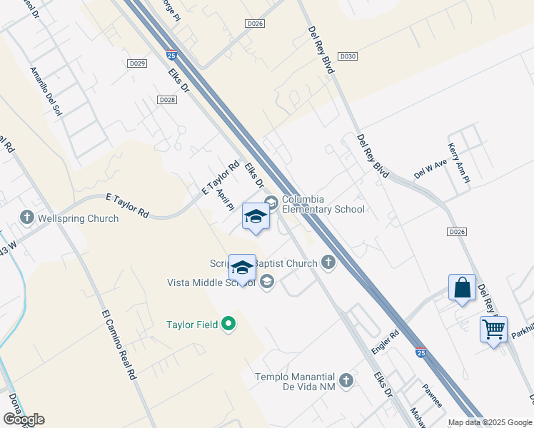map of restaurants, bars, coffee shops, grocery stores, and more near 4555 Elks Drive in Las Cruces