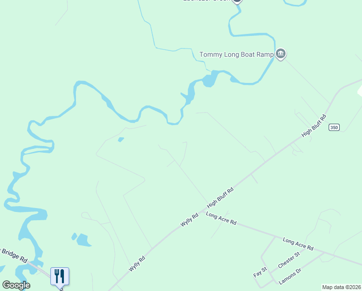 map of restaurants, bars, coffee shops, grocery stores, and more near 135 High Bluff Road in Rincon