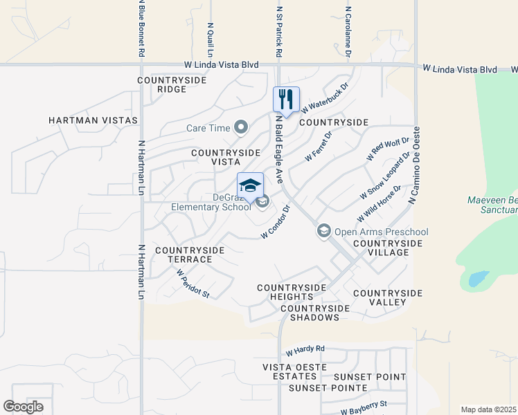 map of restaurants, bars, coffee shops, grocery stores, and more near 5051 West Overton Road in Tucson