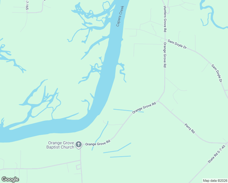 map of restaurants, bars, coffee shops, grocery stores, and more near 289 Orange Grove Road in Saint Helena Island