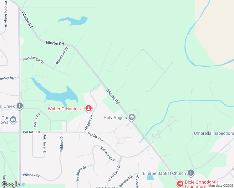 map of restaurants, bars, coffee shops, grocery stores, and more near 10415-10451 Ellerbe Road in Shreveport