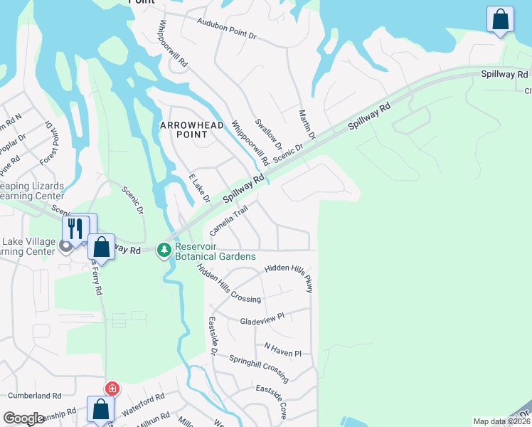 map of restaurants, bars, coffee shops, grocery stores, and more near 261 Camelia Trail in Brandon