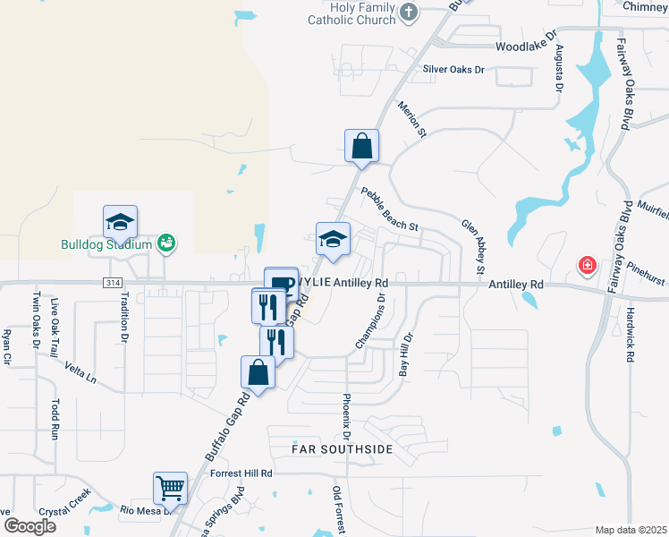 map of restaurants, bars, coffee shops, grocery stores, and more near 6249 Buffalo Gap Road in Abilene