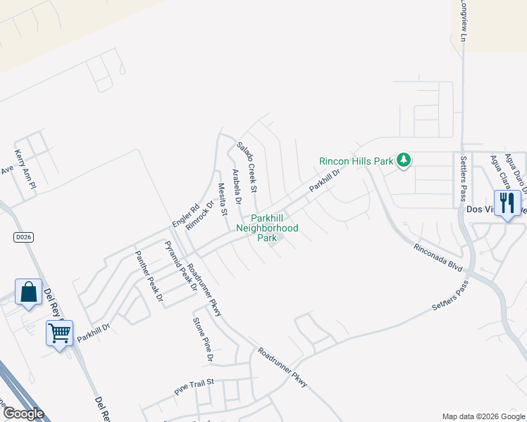 map of restaurants, bars, coffee shops, grocery stores, and more near Cabin Creek Avenue in Las Cruces