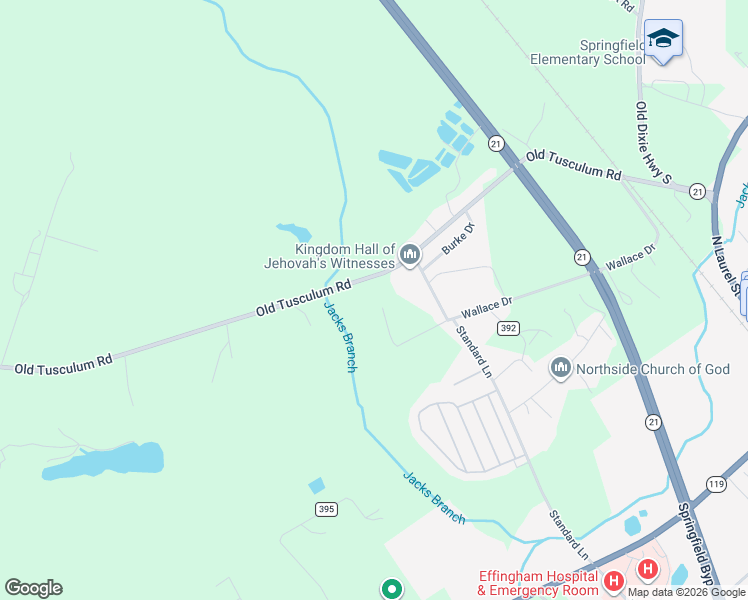 map of restaurants, bars, coffee shops, grocery stores, and more near 363 Old Tusculum Road in Springfield