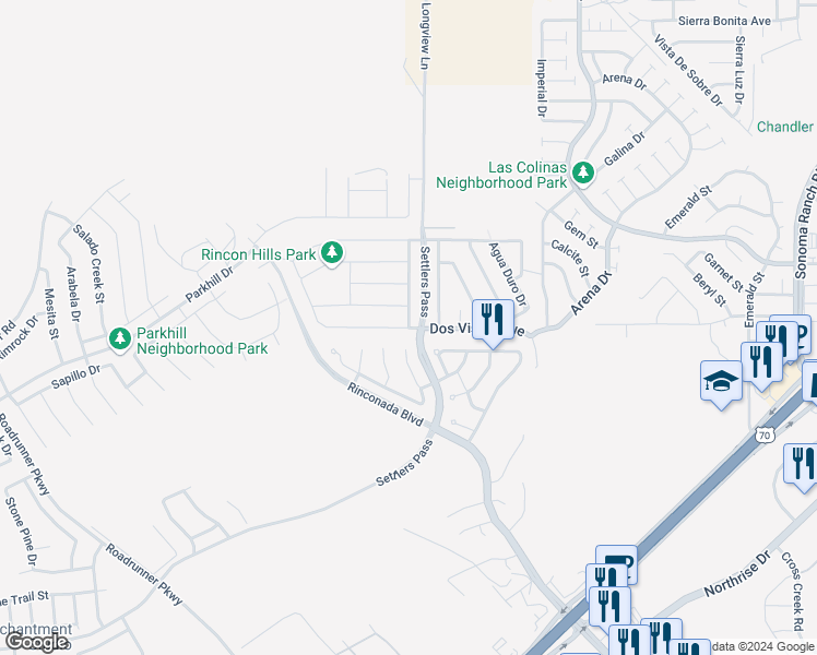 map of restaurants, bars, coffee shops, grocery stores, and more near Pacific Loop in Las Cruces