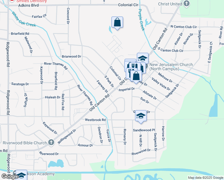 map of restaurants, bars, coffee shops, grocery stores, and more near 10 Ashton Gardens Drive in Jackson