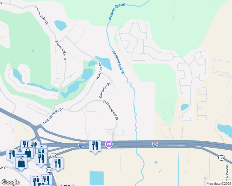 map of restaurants, bars, coffee shops, grocery stores, and more near 9470-9498 Alysbury Place in Montgomery