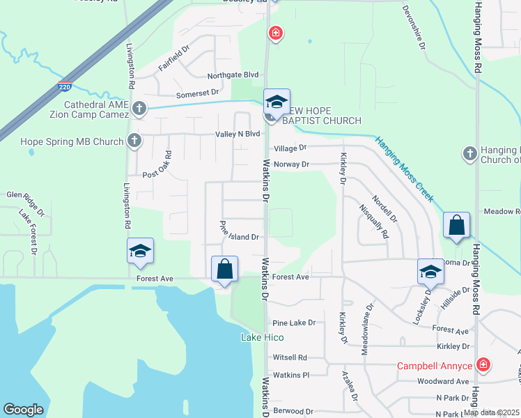 map of restaurants, bars, coffee shops, grocery stores, and more near 5035 Watkins Drive in Jackson