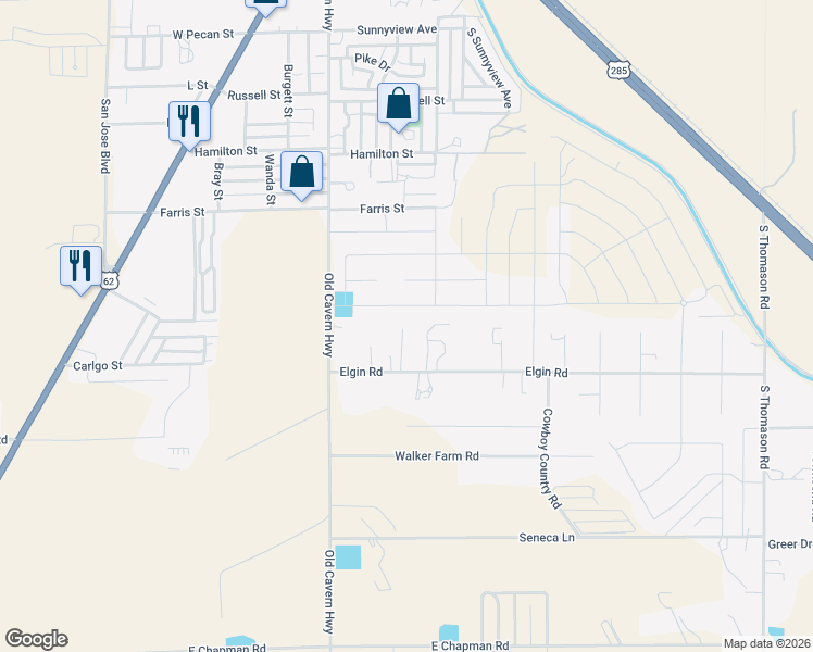 map of restaurants, bars, coffee shops, grocery stores, and more near 406 Elgin Road in Carlsbad