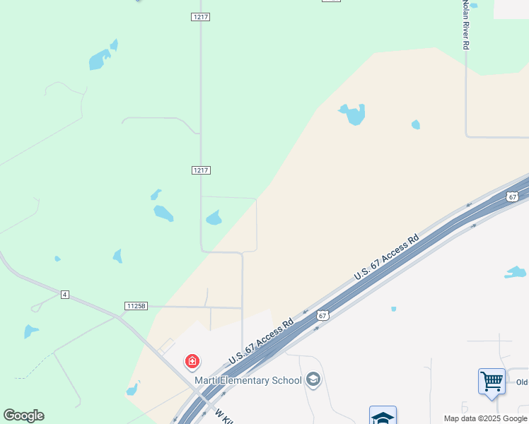 map of restaurants, bars, coffee shops, grocery stores, and more near 2900 County Road 1217 in Cleburne