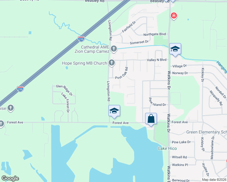 map of restaurants, bars, coffee shops, grocery stores, and more near 170 Malvern Place in Jackson