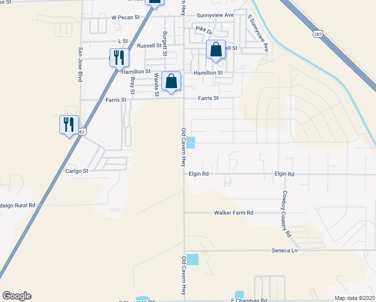 map of restaurants, bars, coffee shops, grocery stores, and more near 3908 Old Cavern Highway in Carlsbad