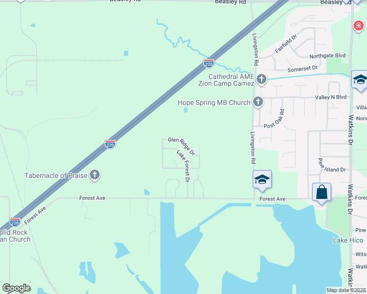 map of restaurants, bars, coffee shops, grocery stores, and more near 6634 Glen Ridge Drive in Jackson