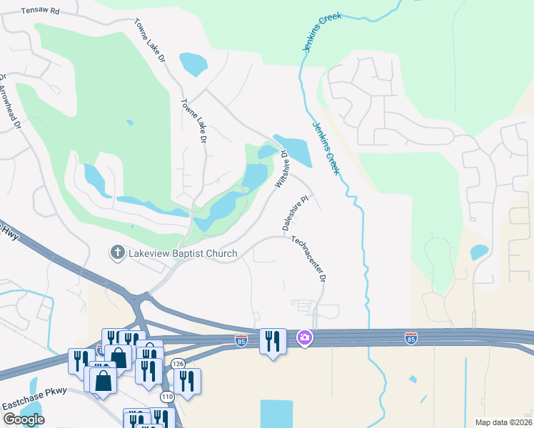 map of restaurants, bars, coffee shops, grocery stores, and more near 340 Wiltshire Drive in Montgomery