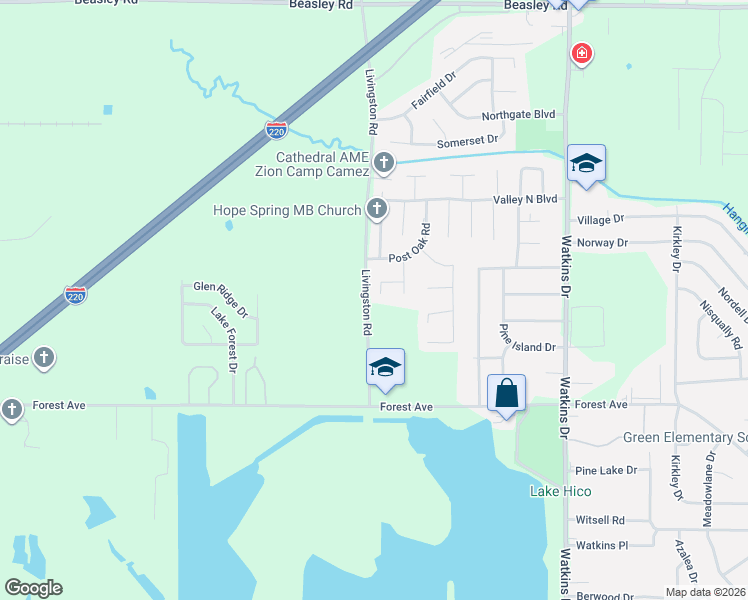 map of restaurants, bars, coffee shops, grocery stores, and more near 170 Malvern Place in Jackson