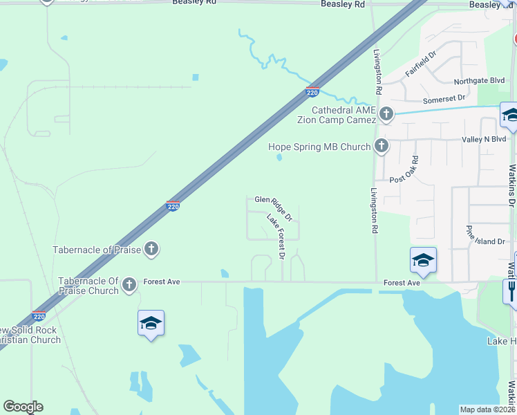 map of restaurants, bars, coffee shops, grocery stores, and more near 6688 Lake Forest Dr in Jackson