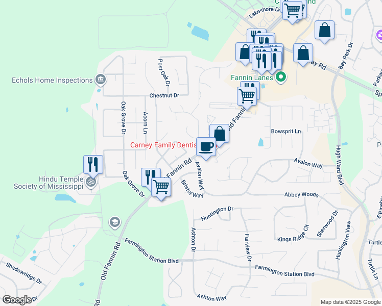 map of restaurants, bars, coffee shops, grocery stores, and more near 1248 Barnett Bend Circle in Brandon