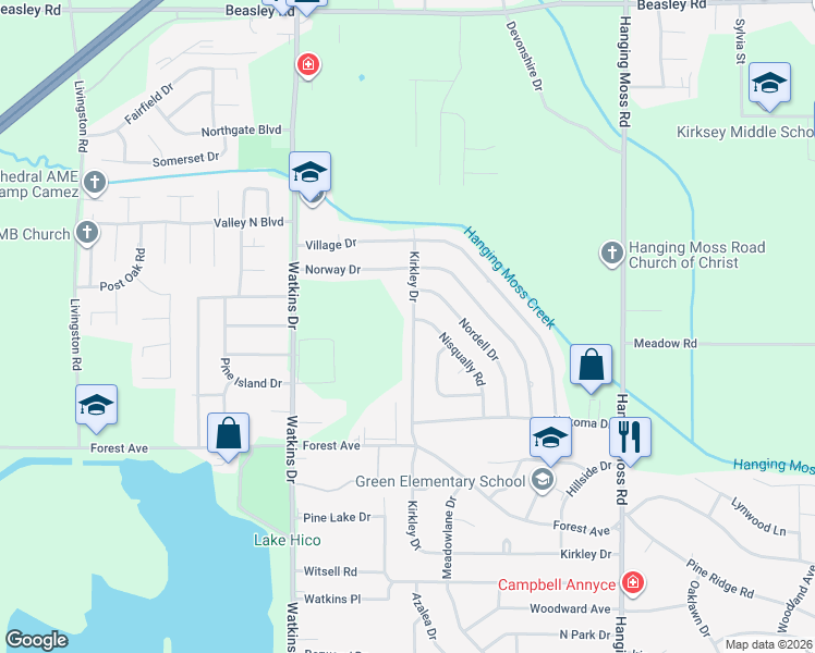 map of restaurants, bars, coffee shops, grocery stores, and more near 4687 Kirkley Drive in Jackson