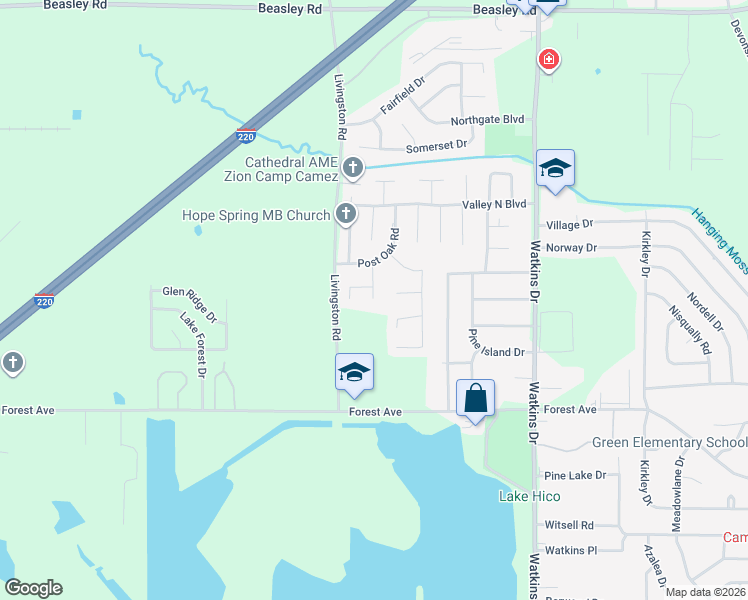 map of restaurants, bars, coffee shops, grocery stores, and more near 503 Thornwood Place in Jackson