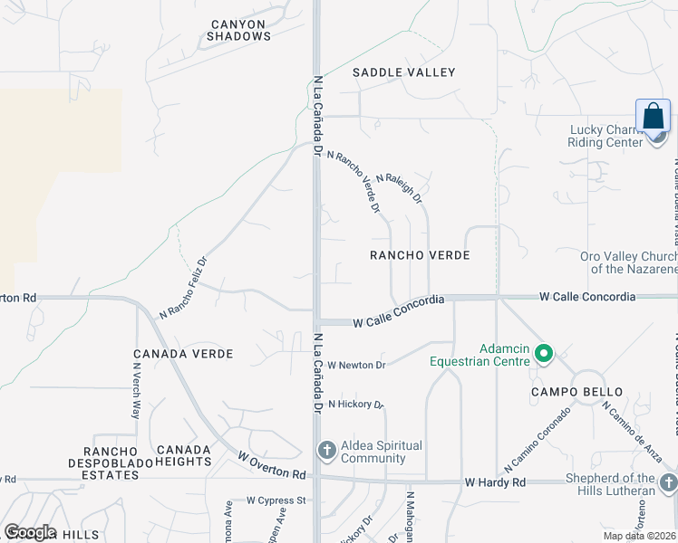map of restaurants, bars, coffee shops, grocery stores, and more near 1302 West Placita Del Rey in Oro Valley