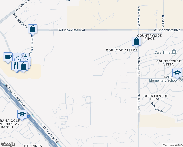 map of restaurants, bars, coffee shops, grocery stores, and more near 9235 North Red Diamond Avenue in Tucson