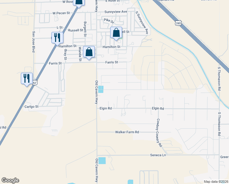 map of restaurants, bars, coffee shops, grocery stores, and more near 406 Elgin Road in Carlsbad