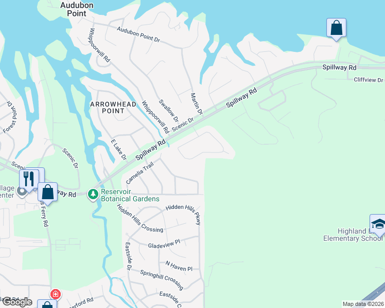 map of restaurants, bars, coffee shops, grocery stores, and more near 114 Redbud Trail in Brandon